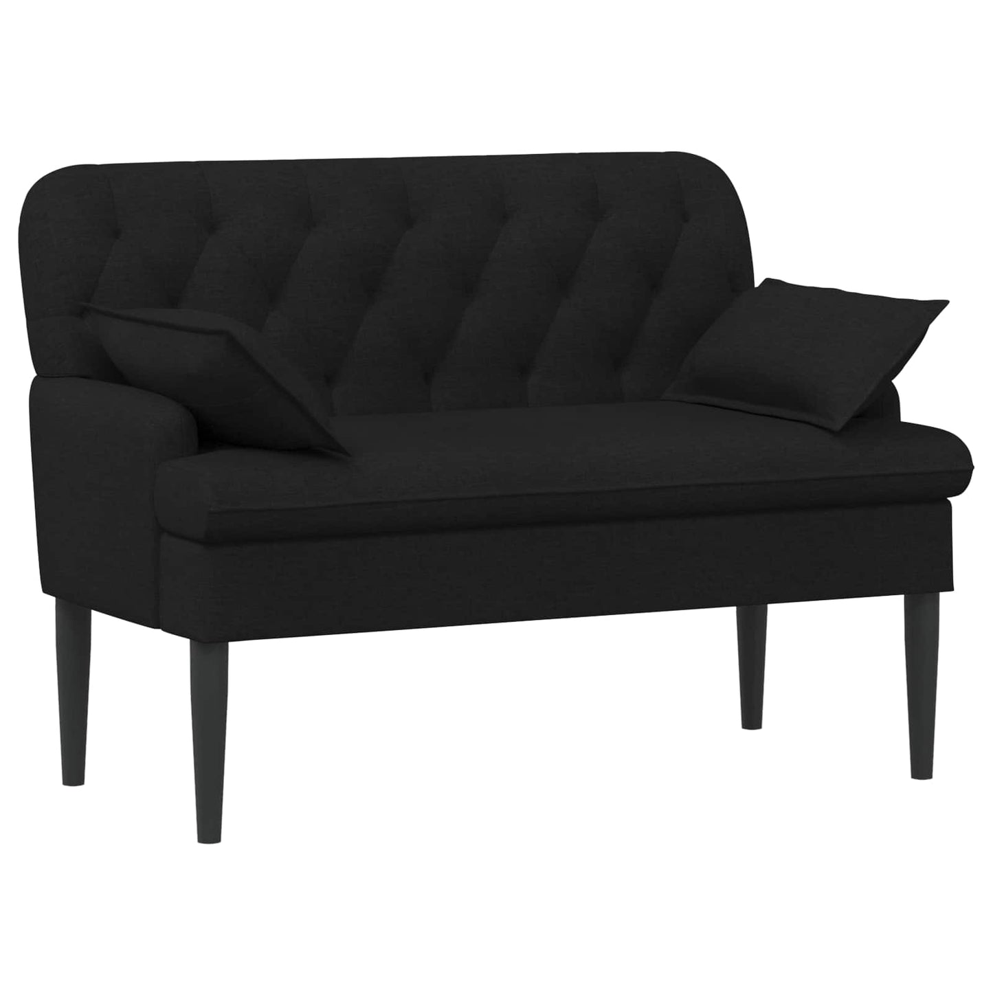 vidaXL Love seat με κουμπιά Μαύρο 111 x 68 x 80 εκ. Ύφασμα
