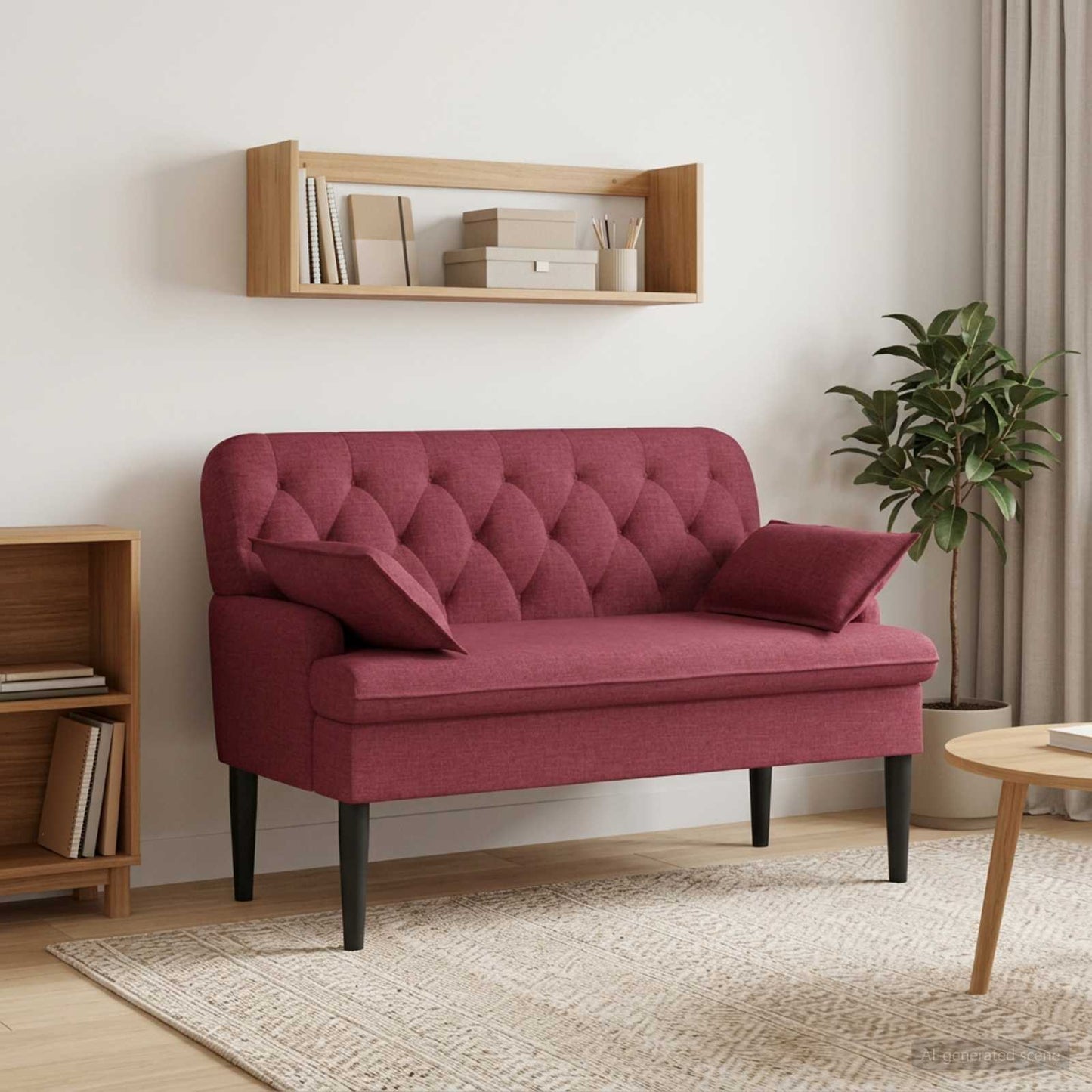 vidaXL Love seat με κουμπιά Κόκκινο 111 x 68 x 80 εκ. Ύφασμα