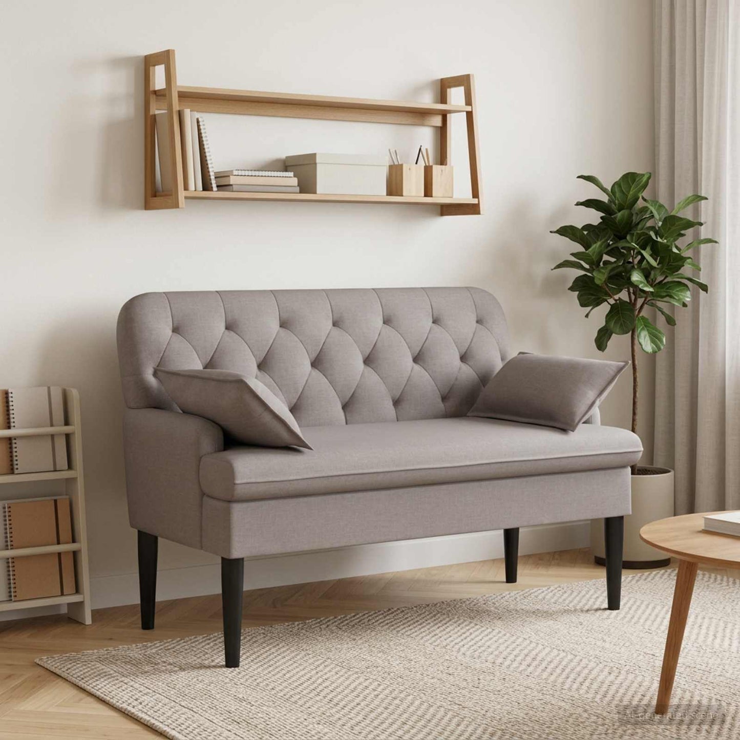 vidaXL Love seat με κουμπιά Taupe 111 x 68 x 80 εκ. Ύφασμα