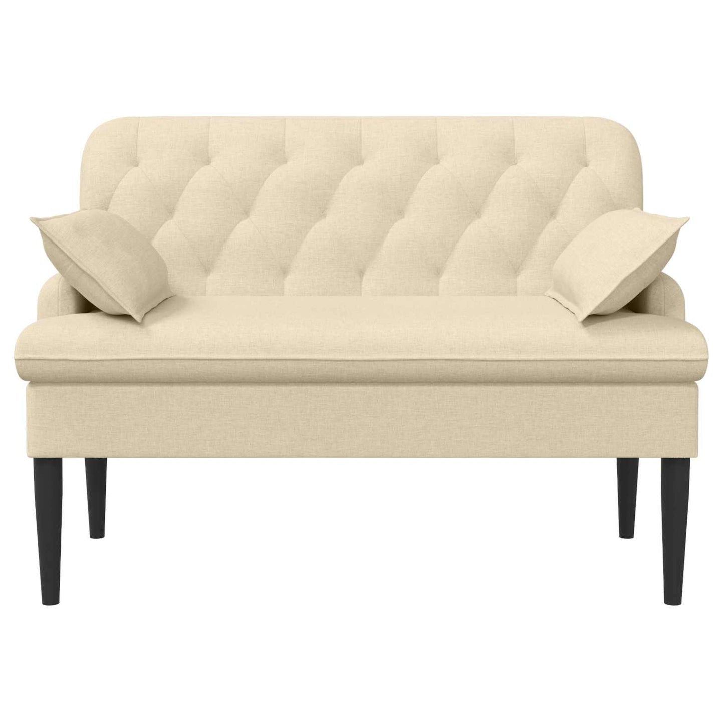 vidaXL Love seat με κουμπιά Κρεμ 111 x 68 x 80 εκ. Ύφασμα
