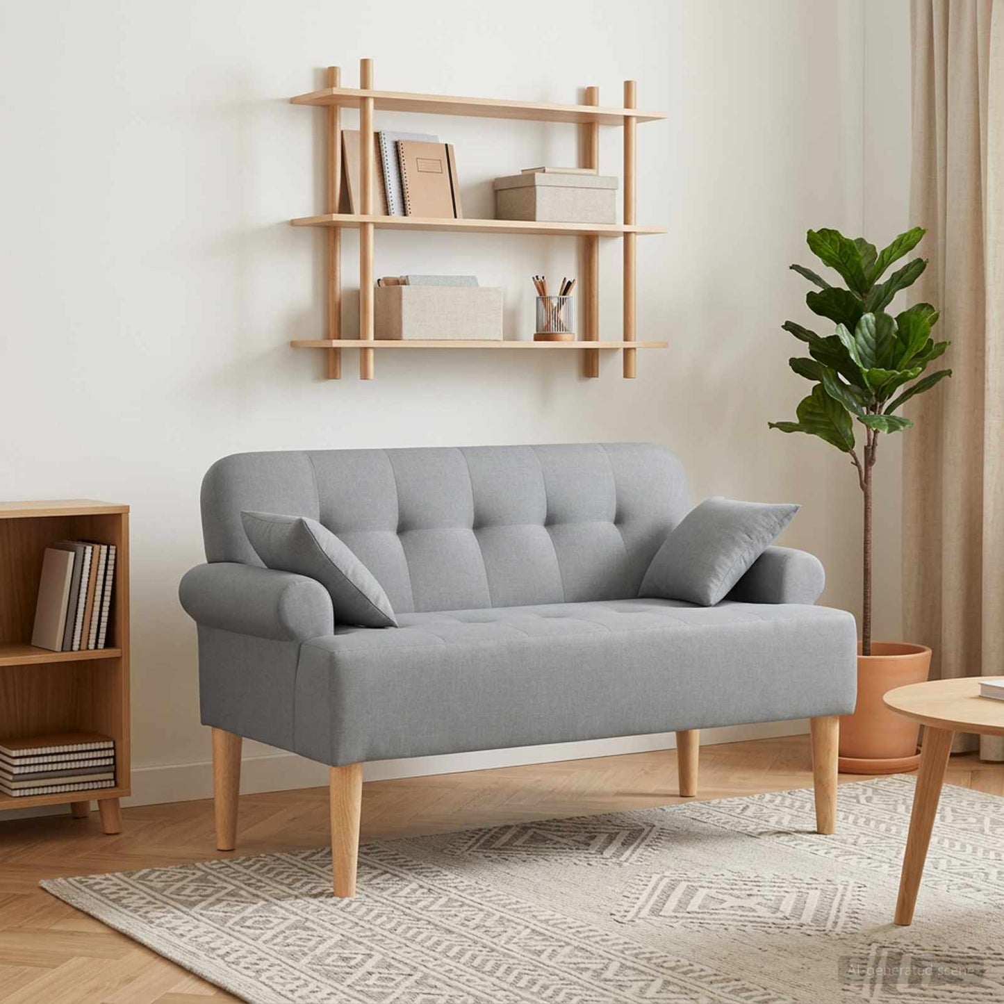 vidaXL Love seat με κουμπιά Ανοιχτό γκρι 120 x 65 x 79 εκ Ύφασμα