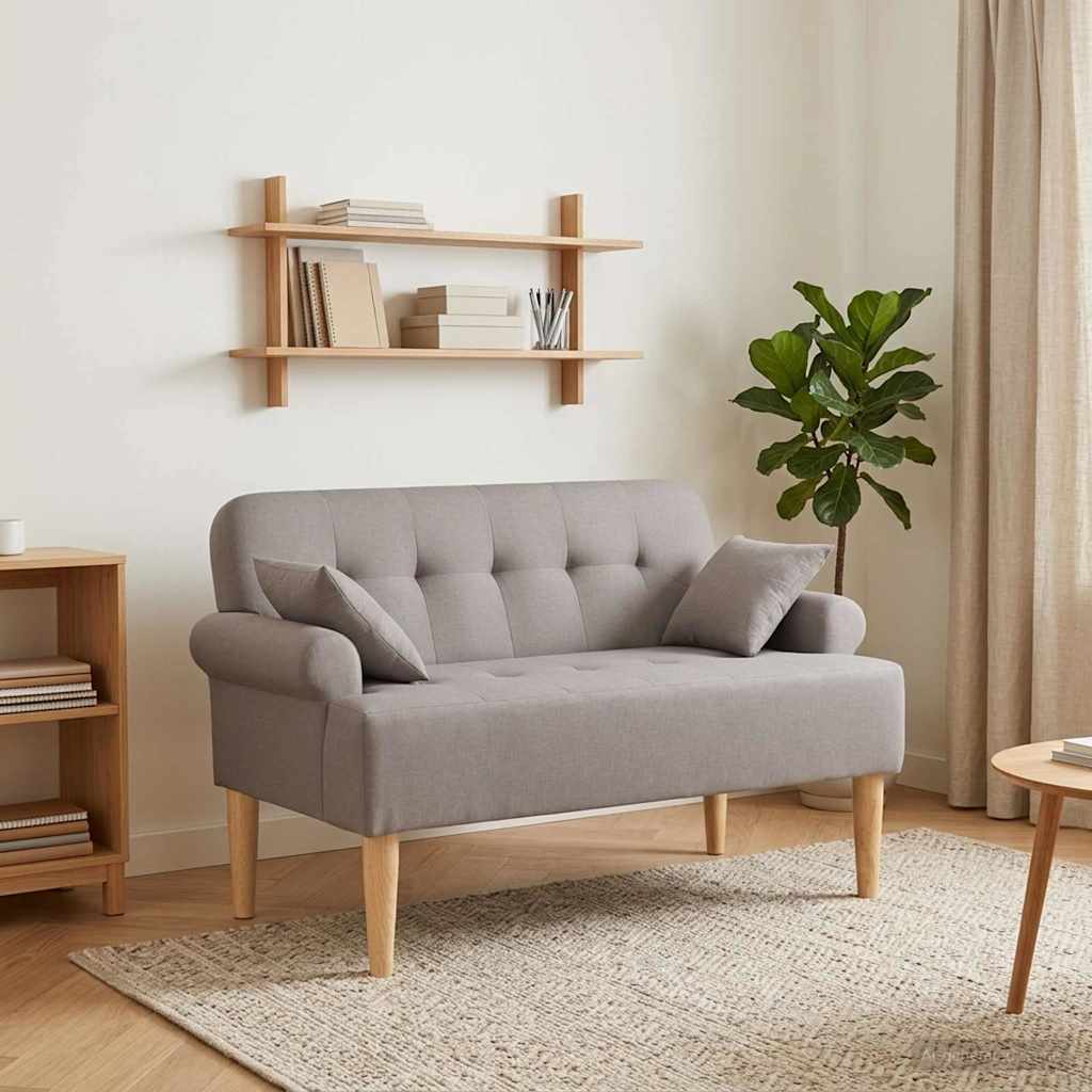 vidaXL Love seat με κουμπιά Taupe 120 x 65 x 79 εκ Ύφασμα