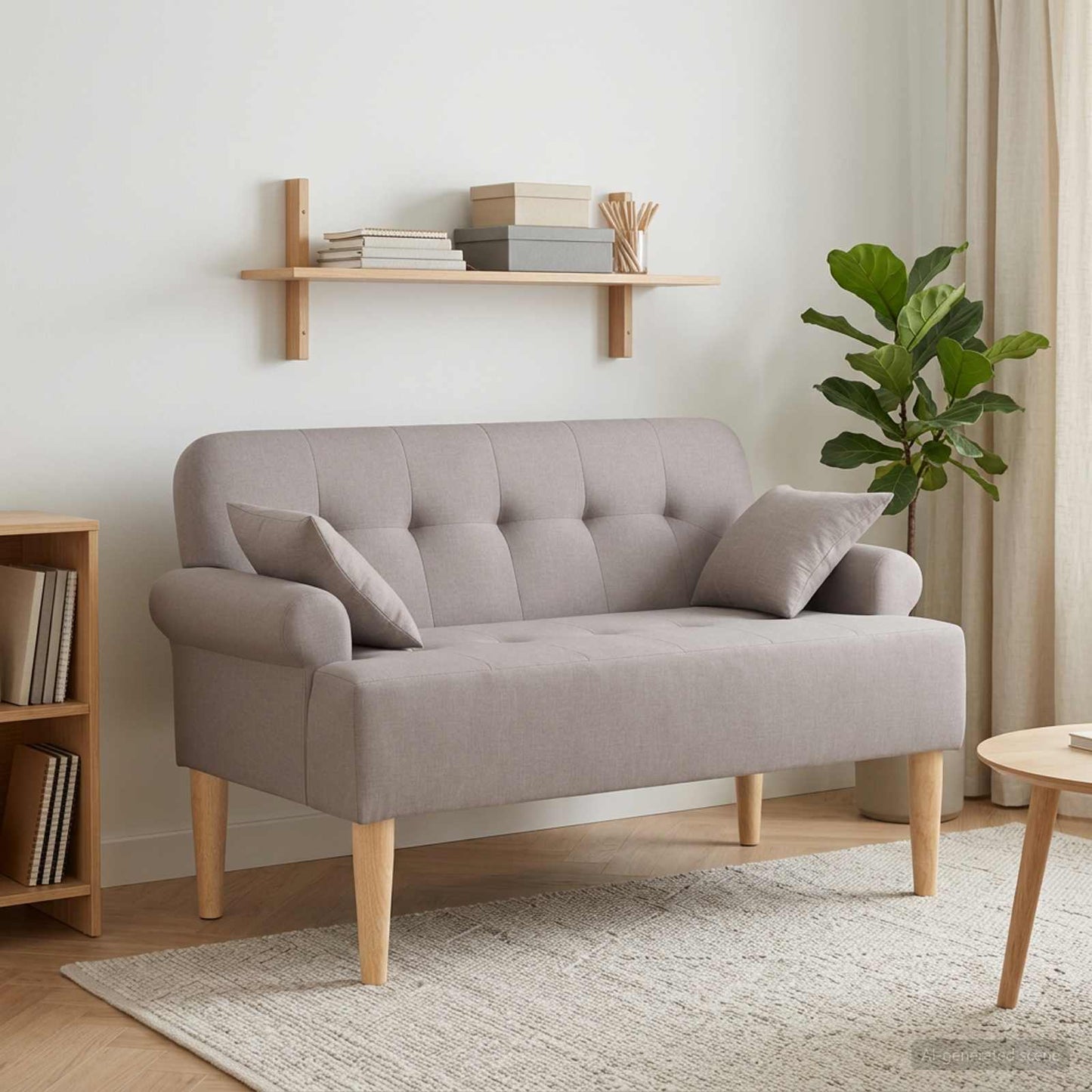 vidaXL Love seat με κουμπιά Taupe 120 x 65 x 79 εκ Ύφασμα