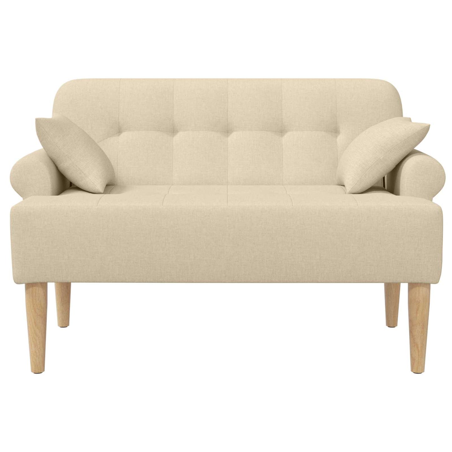 vidaXL Love seat με κουμπιά Κρεμ 120 x 65 x 79 εκ Ύφασμα