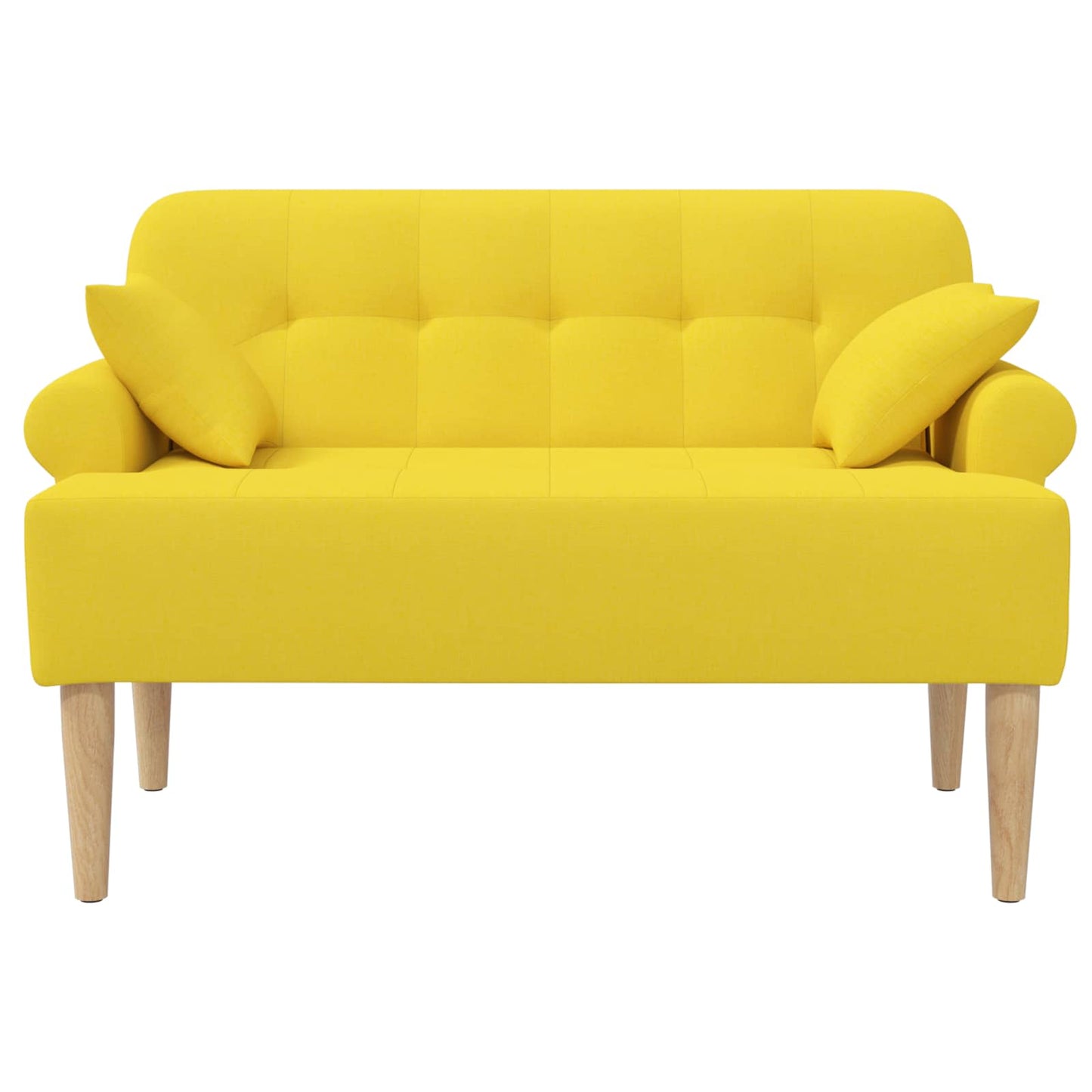 vidaXL Love seat με κουμπιά Ανοιχτό Κίτρινο 120 x 65 x 79 εκ Ύφασμα