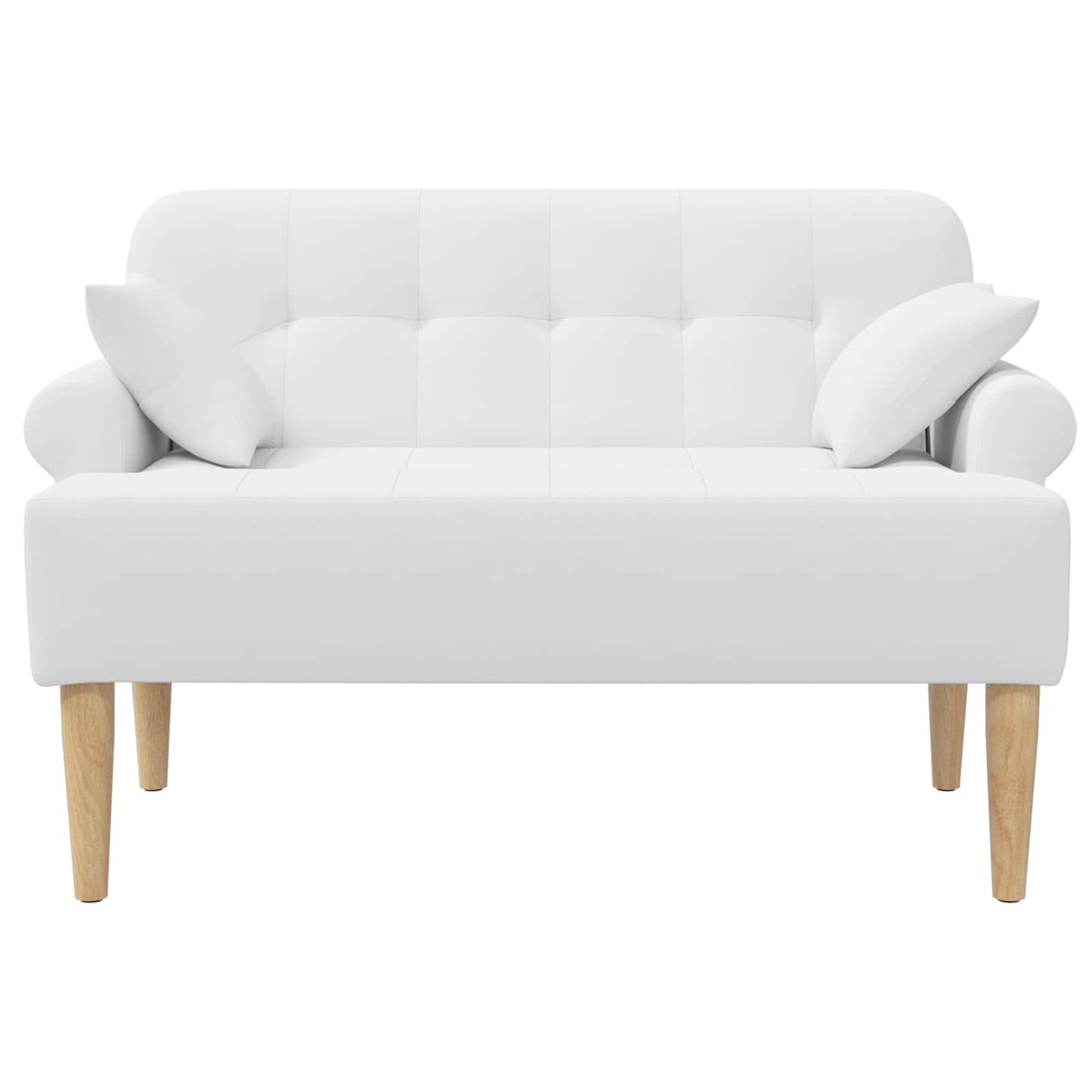 vidaXL Love seat με κουμπιά Λευκό 120 x 65 x 79 εκ Ύφασμα