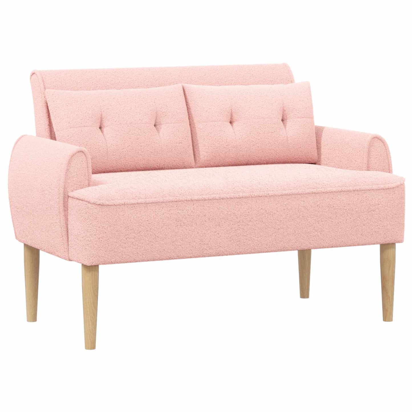vidaXL Love seat με κουμπιά Ροζ 117 x 67 x 77 εκ. Μπουκλέ