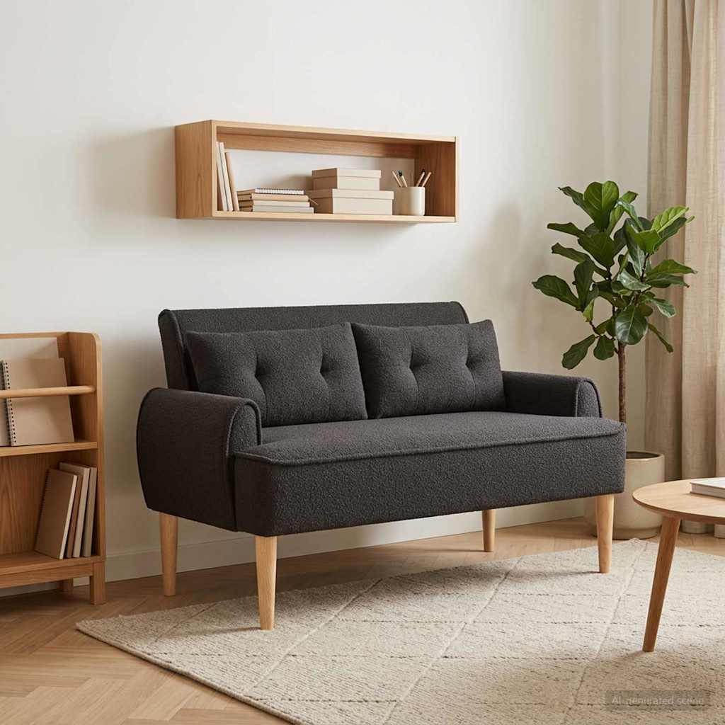 vidaXL Love seat με κουμπιά Μαύρο 117 x 67 x 77 εκ. Μπουκλέ