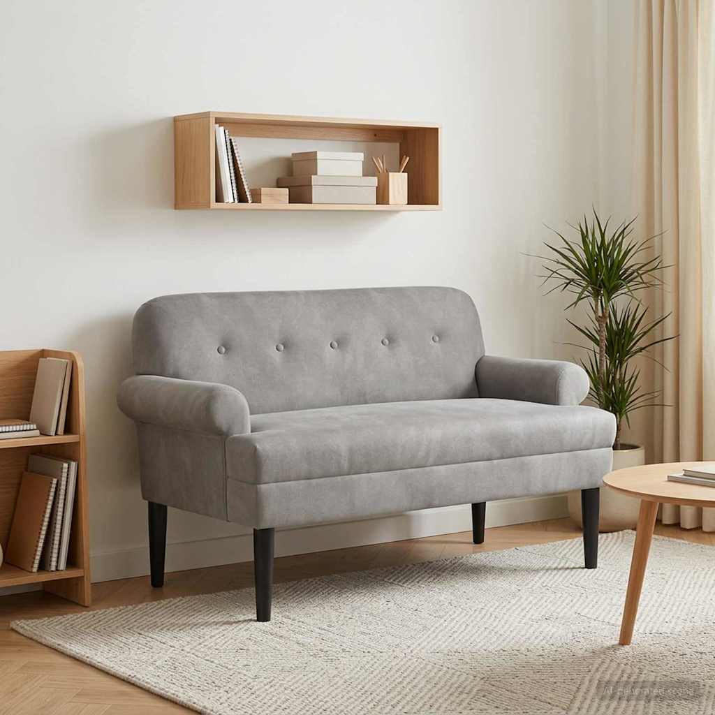 vidaXL Love seat με κουμπιά Ανοιχτό γκρι 120 x 66 x 78 εκ. Βελούδο