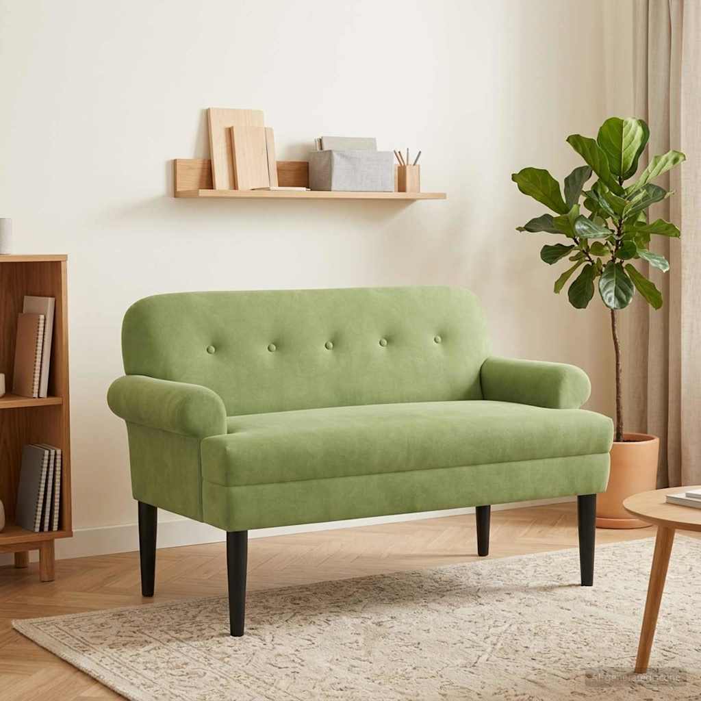vidaXL Love seat με κουμπιά Ανοιχτό Πράσινο 120 x 66 x 78 εκ. Βελούδο