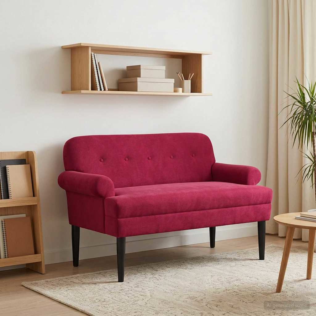 vidaXL Love seat με κουμπιά Κόκκινο 120 x 66 x 78 εκ. Βελούδο