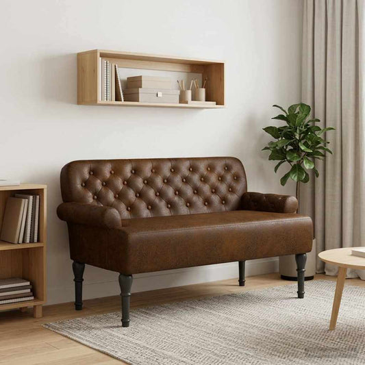 vidaXL Love seat με κουμπιά Καφέ 120 x 65 x 78 εκ