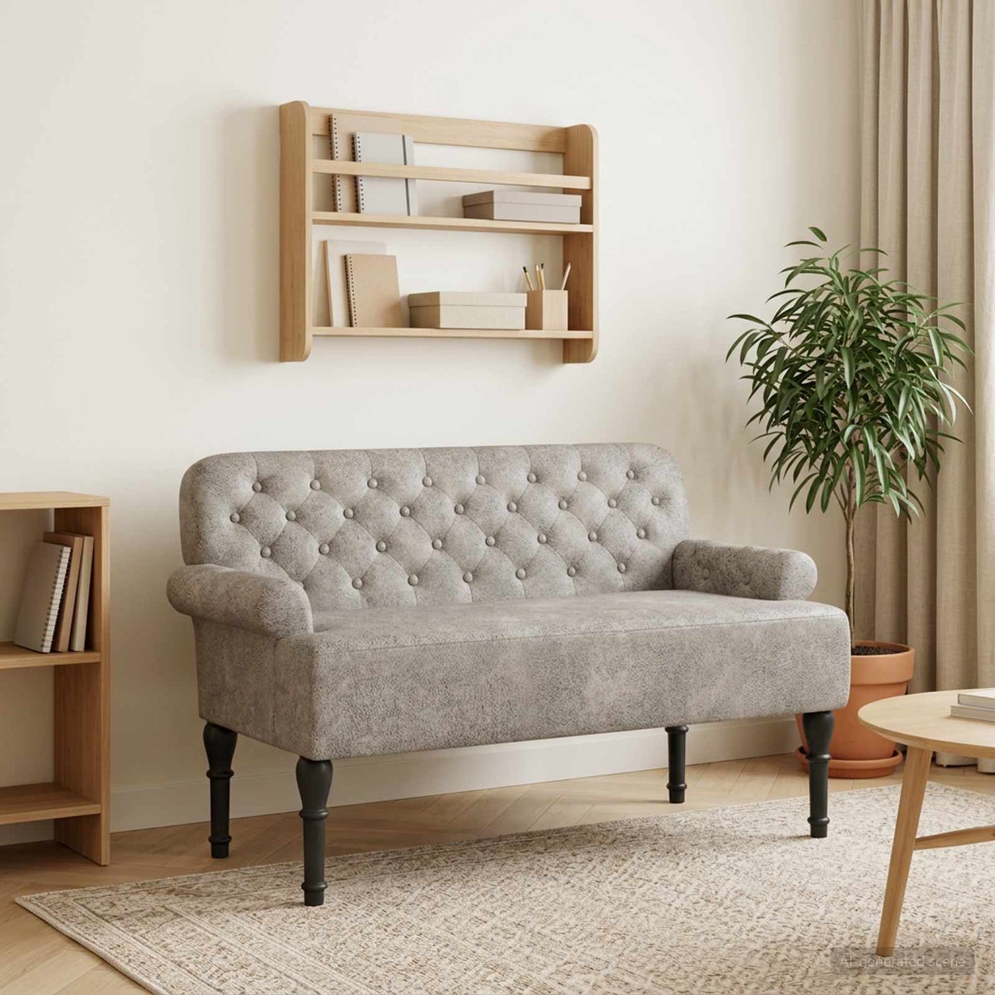 vidaXL Love seat με κουμπιά Ανοιχτό γκρι 120 x 65 x 78 εκ
