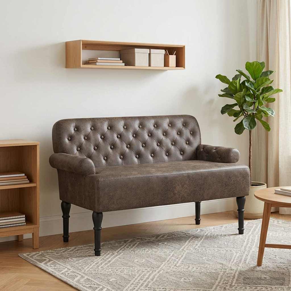 vidaXL Love seat με κουμπιά Σκούρο Γκρι 120 x 65 x 78 εκ