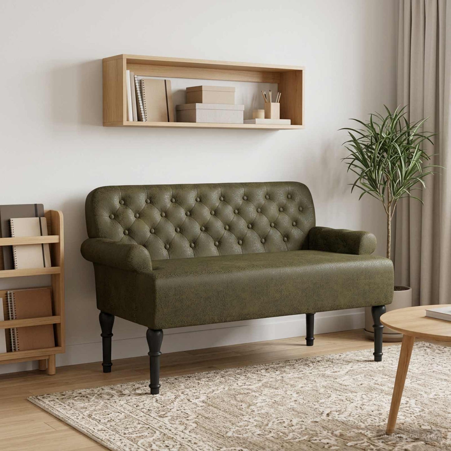 vidaXL Love seat με κουμπιά Στρατιωτικό Πράσινο 120 x 65 x 78 εκ