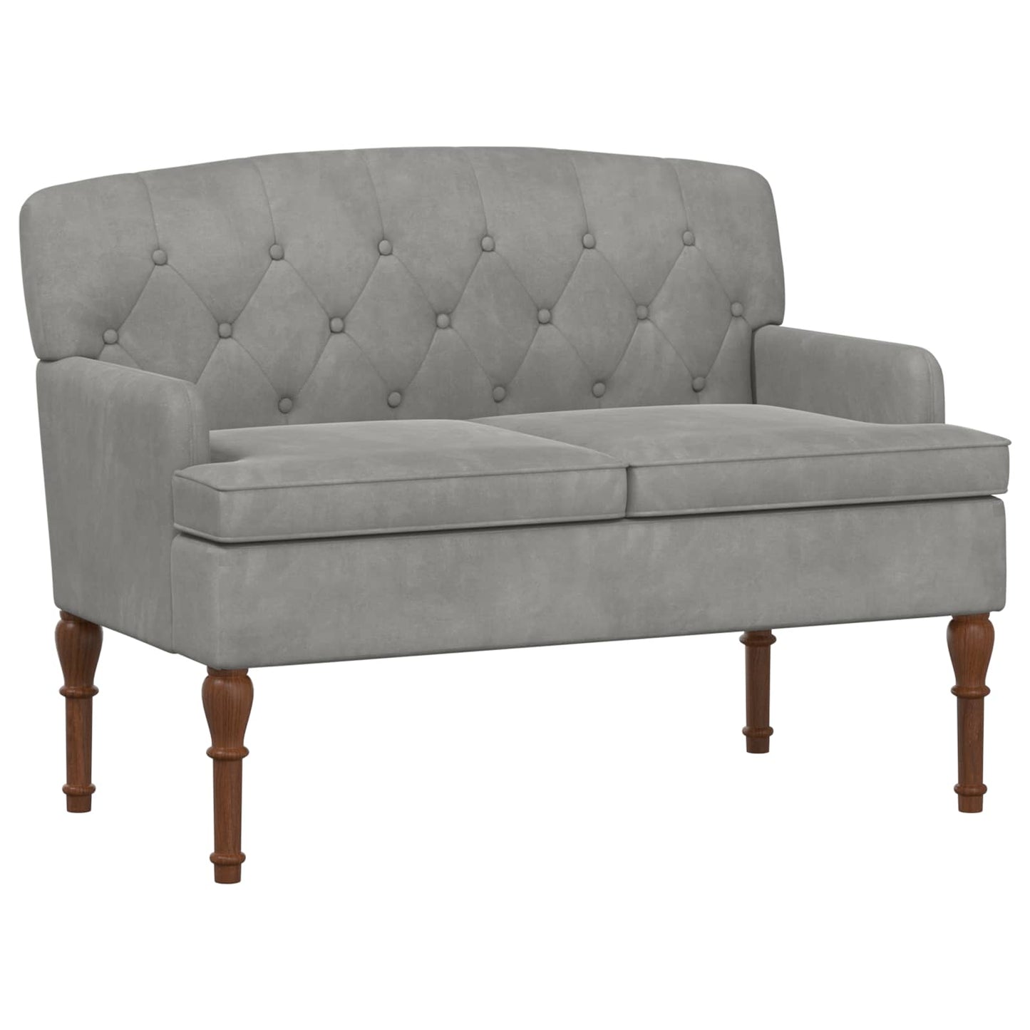 vidaXL Love seat με κουμπιά Ανοιχτό γκρι 111 x 65 x 79 εκ Βελούδο
