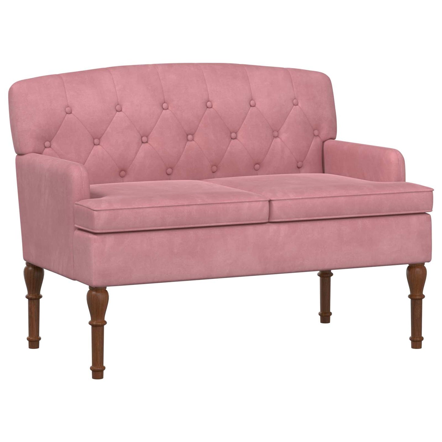 vidaXL Love seat με κουμπιά Ροζ 111 x 65 x 79 εκ Βελούδο
