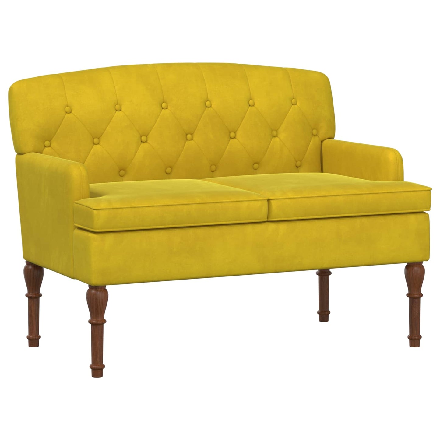 vidaXL Love seat με κουμπιά Απαλό Κίτρινο 111 x 65 x 79 εκ Βελούδο