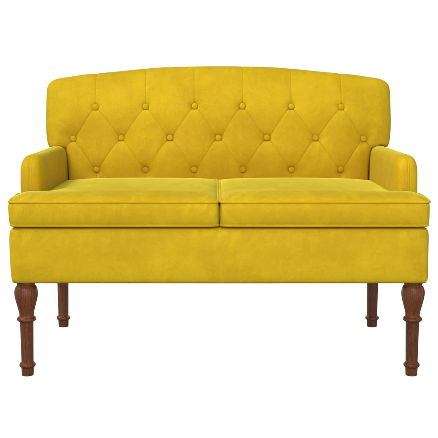 vidaXL Love seat με κουμπιά Απαλό Κίτρινο 111 x 65 x 79 εκ Βελούδο