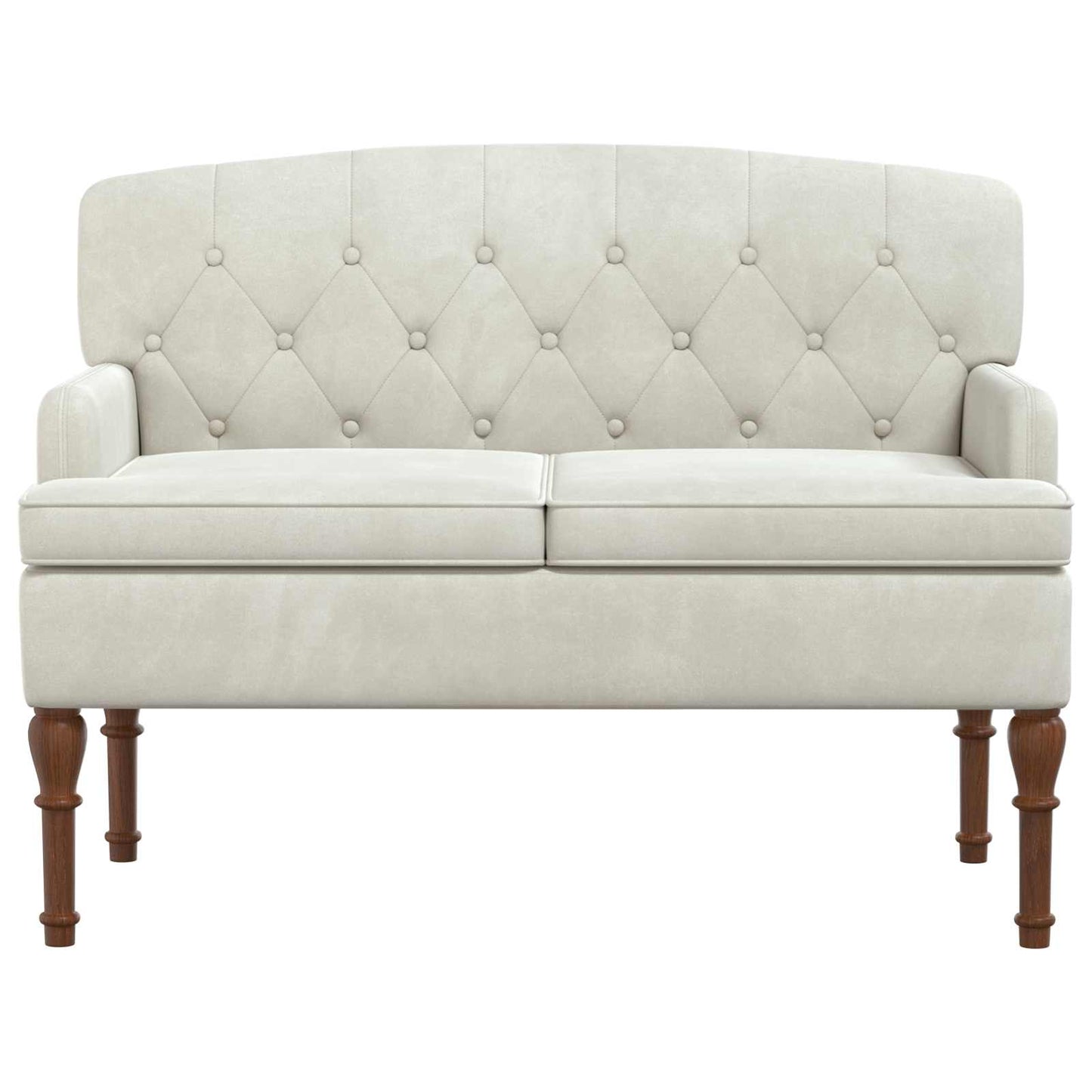 vidaXL Love seat με κουμπιά Κρεμ 111 x 65 x 79 εκ Βελούδο
