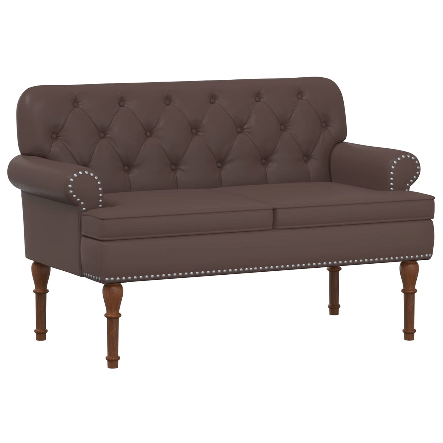 vidaXL Love seat με κουμπιά Καφέ 120 x 65 x 77 εκ Τεχνητό Δέρμα