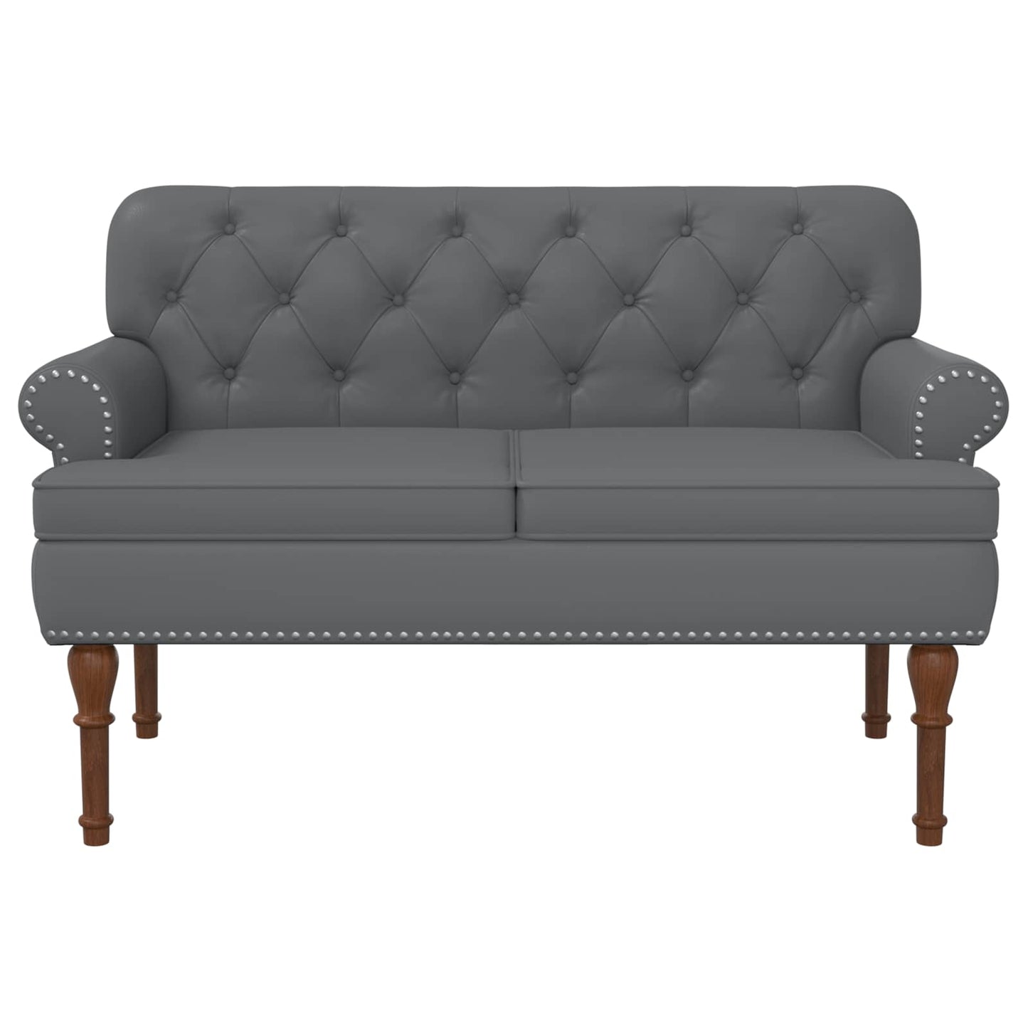 vidaXL Love seat με κουμπιά Γκρι 120 x 65 x 77 εκ Τεχνητό Δέρμα