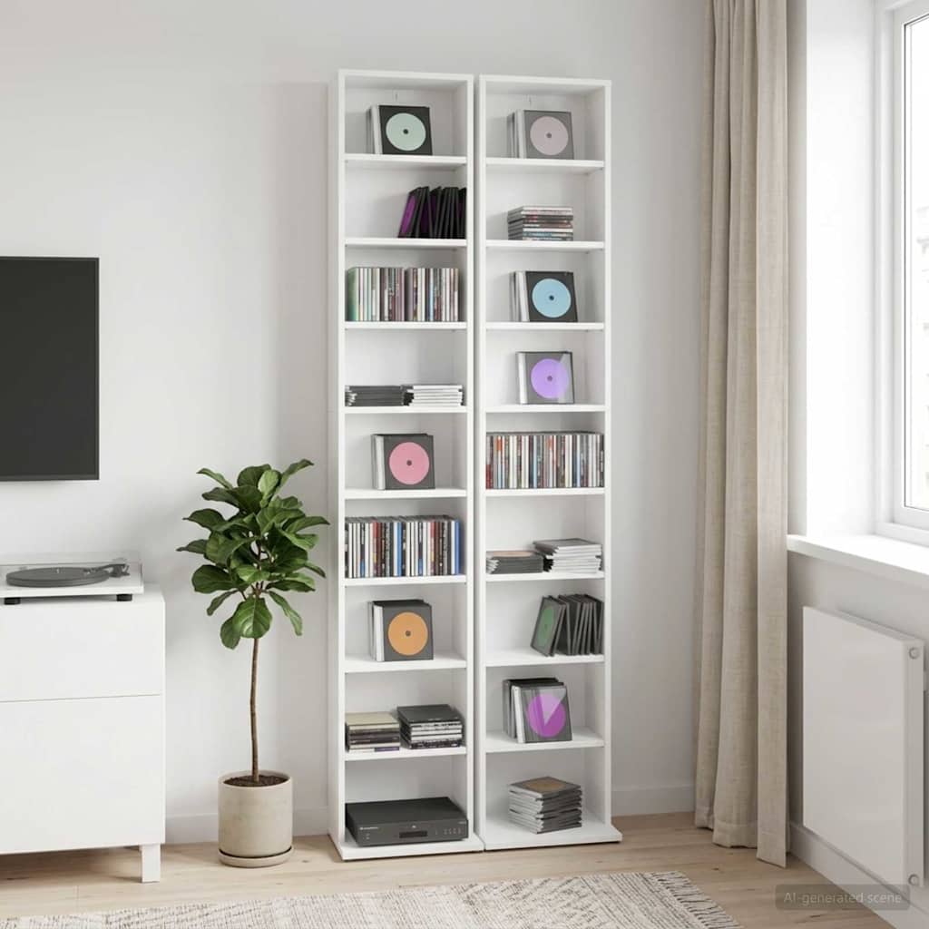 vidaXL Ντουλάπα CD 2 τμχ. Λευκό 33 x 23,5 x 175 εκ. Επεξεργασμένο Ξύλο