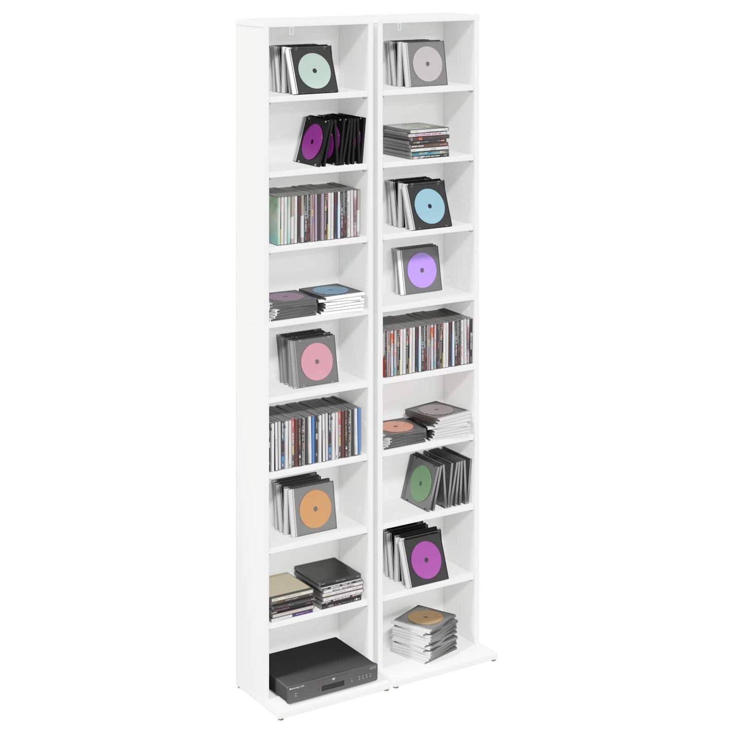 vidaXL Ντουλάπα CD 2 τμχ. Λευκό 33 x 23,5 x 175 εκ. Επεξεργασμένο Ξύλο