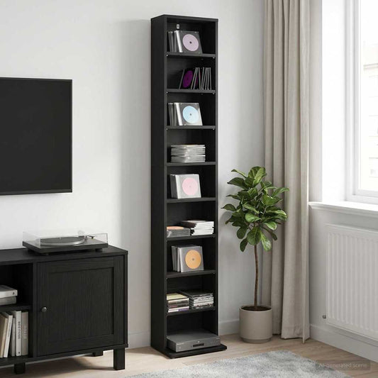 vidaXL Ντουλάπα CD Μαύρη Δρυς 33 x 23,5 x 175 εκ. Επεξεργασμένο Ξύλο