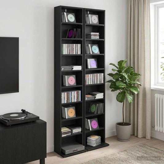 vidaXL Ντουλάπα CD 2 τμχ. Μαύρη Δρυς 33 x 23,5 x 175 εκ.