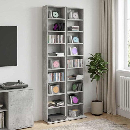 vidaXL Ντουλάπα CD 2 τμχ. Γκρι Σκυροδέματος 33 x 23,5 x 175 εκ.