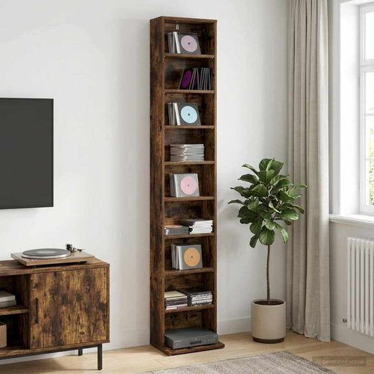 vidaXL Ντουλάπα CD Καπνισμένο Ξύλο Δρυός 33 x 23,5 x 175 εκ.