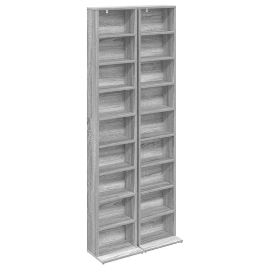 vidaXL Ντουλάπα CD 2 τμχ. Γκρι Sonoma 33 x 23,5 x 175 εκ.
