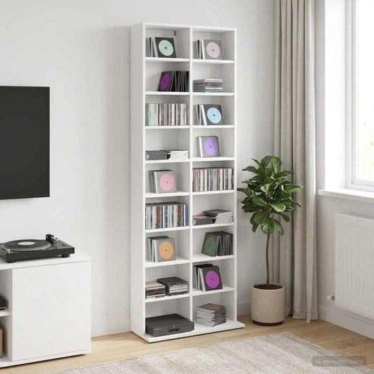 vidaXL Ντουλάπα CD Λευκό 65 x 23,5 x 175 εκ. Επεξεργασμένο Ξύλο