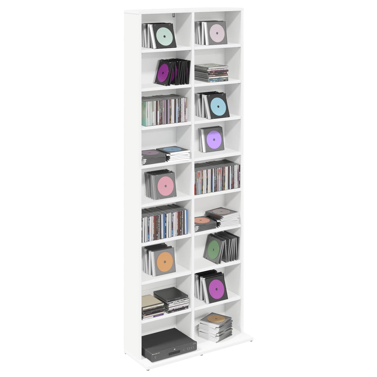 vidaXL Ντουλάπα CD Λευκό 65 x 23,5 x 175 εκ. Επεξεργασμένο Ξύλο