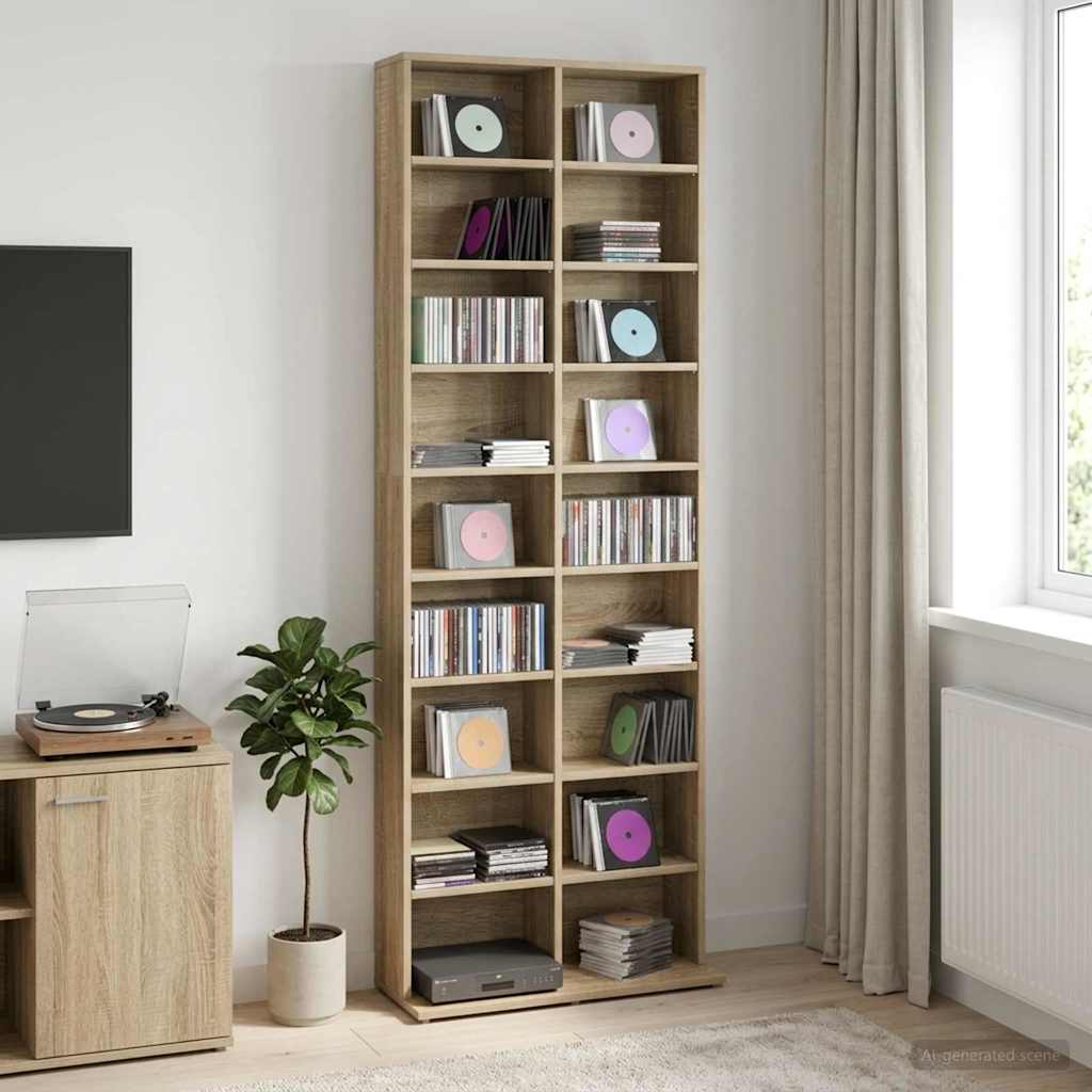 vidaXL Ντουλάπα CD Sonoma Δρυς 65 x 23,5 x 175 εκ. Επεξεργασμένο Ξύλο