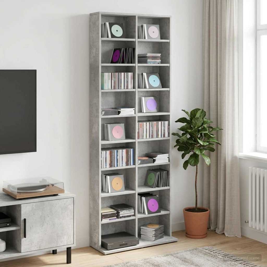 vidaXL Ντουλάπα CD Γκρι Σκυροδέματος 65 x 23,5 x 175 εκ.