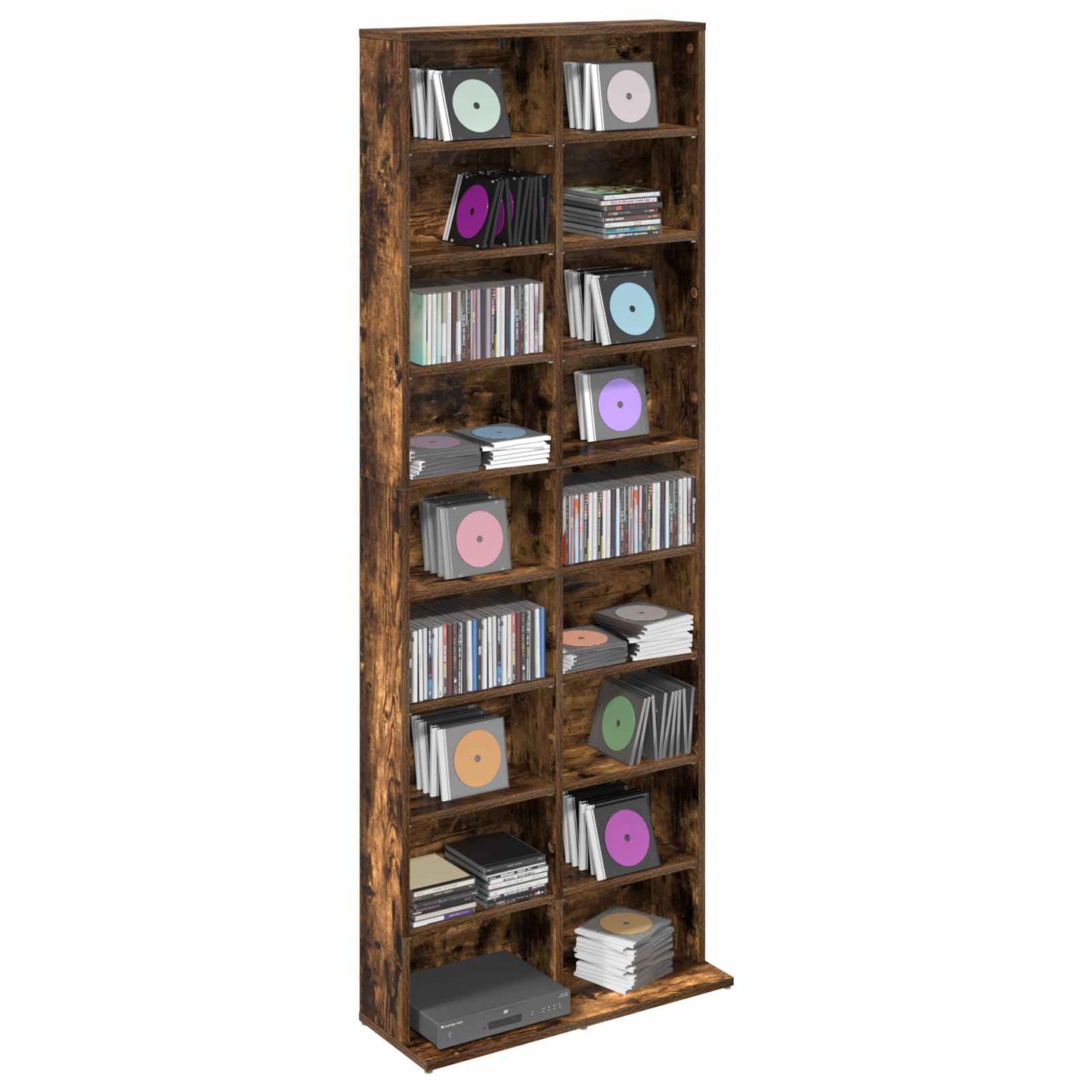 vidaXL Ντουλάπα CD Καπνισμένο Ξύλο Δρυός 65 x 23,5 x 175 εκ.