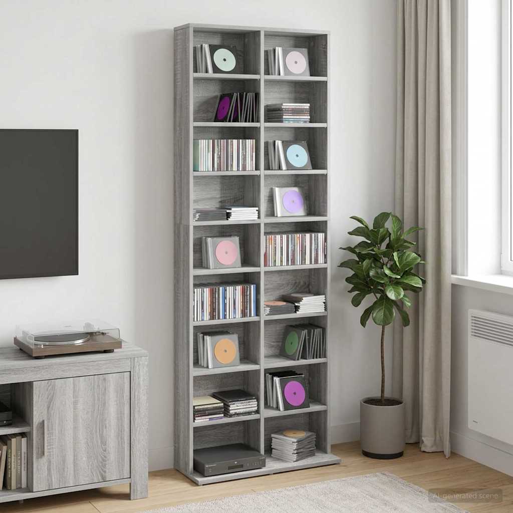 vidaXL Ντουλάπα CD Γκρι Sonoma 65 x 23,5 x 175 εκ. Επεξεργασμένο Ξύλο