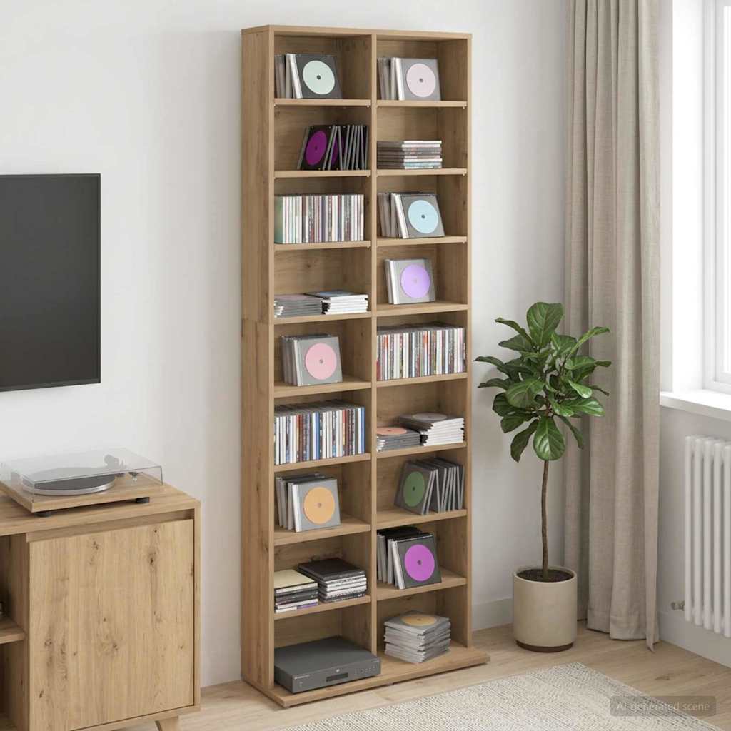 vidaXL Ντουλάπα CD Artisan Δρυς 65 x 23,5 x 175 εκ. Επεξεργασμένο Ξύλο