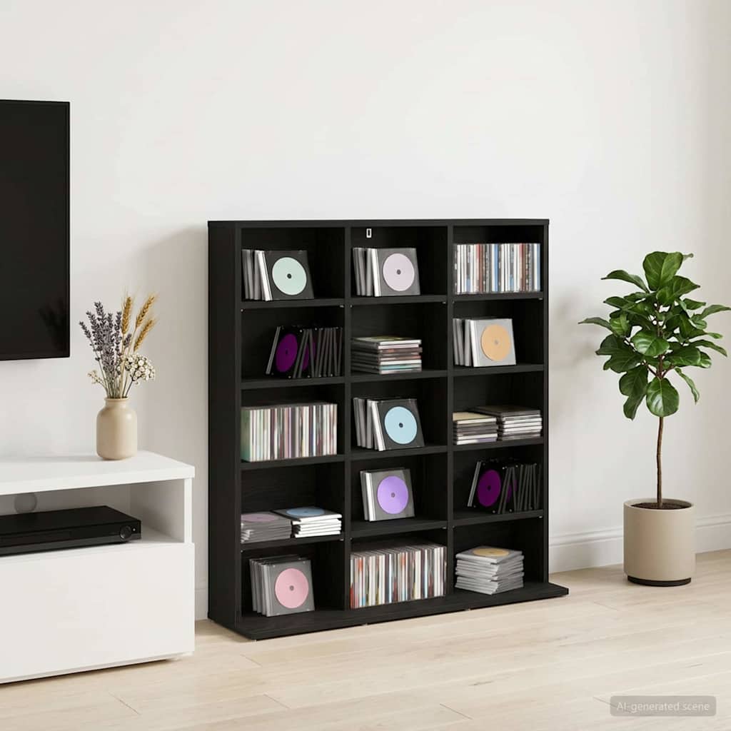 vidaXL Ντουλάπα CD Μαύρη Δρυς 96 x 23,5 x 97,5 εκ. Επεξεργασμένο Ξύλο