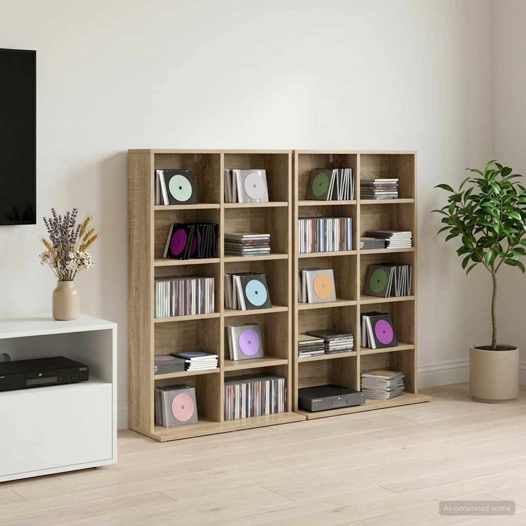 vidaXL Ντουλάπα CD 2 τμχ. Sonoma Δρυς 65 x 23,5 x 97,5 εκ.