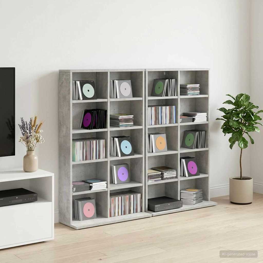 vidaXL Ντουλάπα CD 2 τμχ. Γκρι Σκυροδέματος 65 x 23,5 x 97,5 εκ.