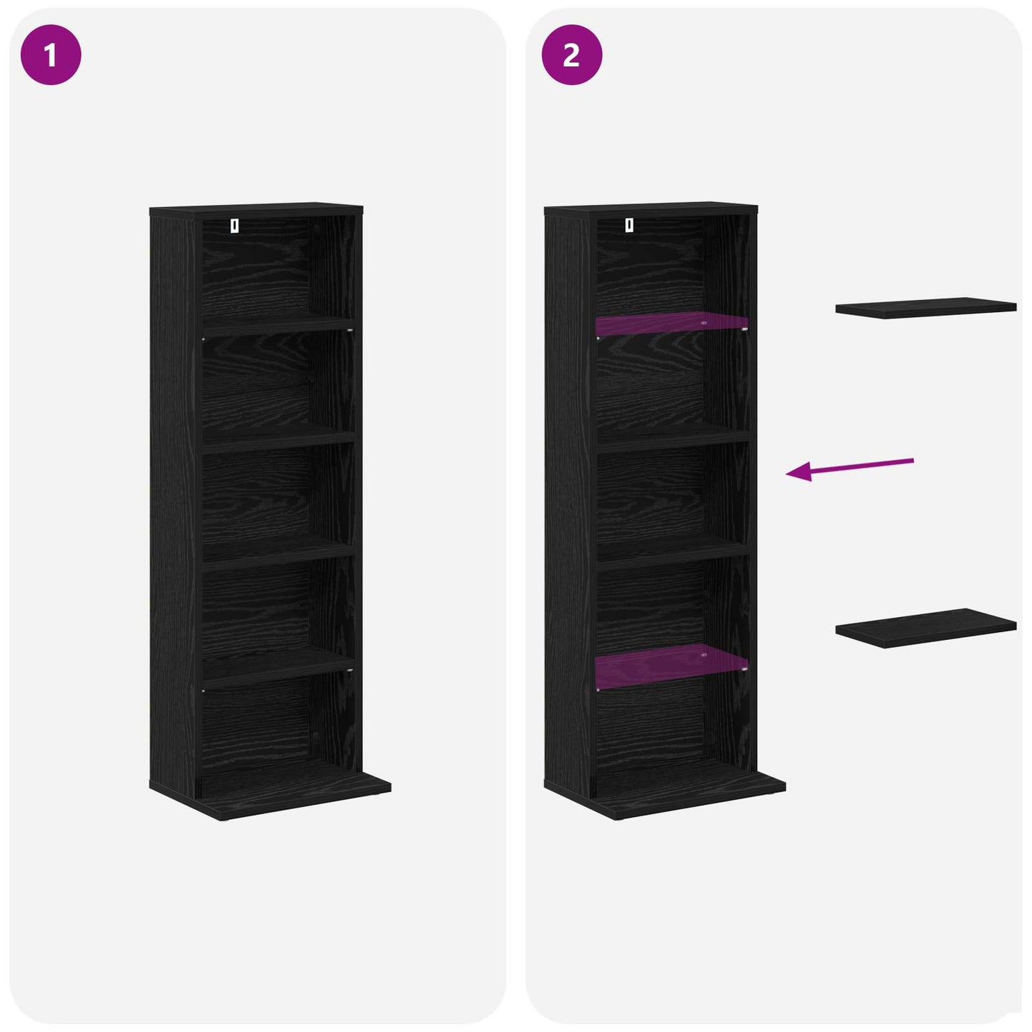 vidaXL Ντουλάπα CD Μαύρη Δρυς 33 x 23,5 x 97,5 εκ. Επεξεργασμένο Ξύλο