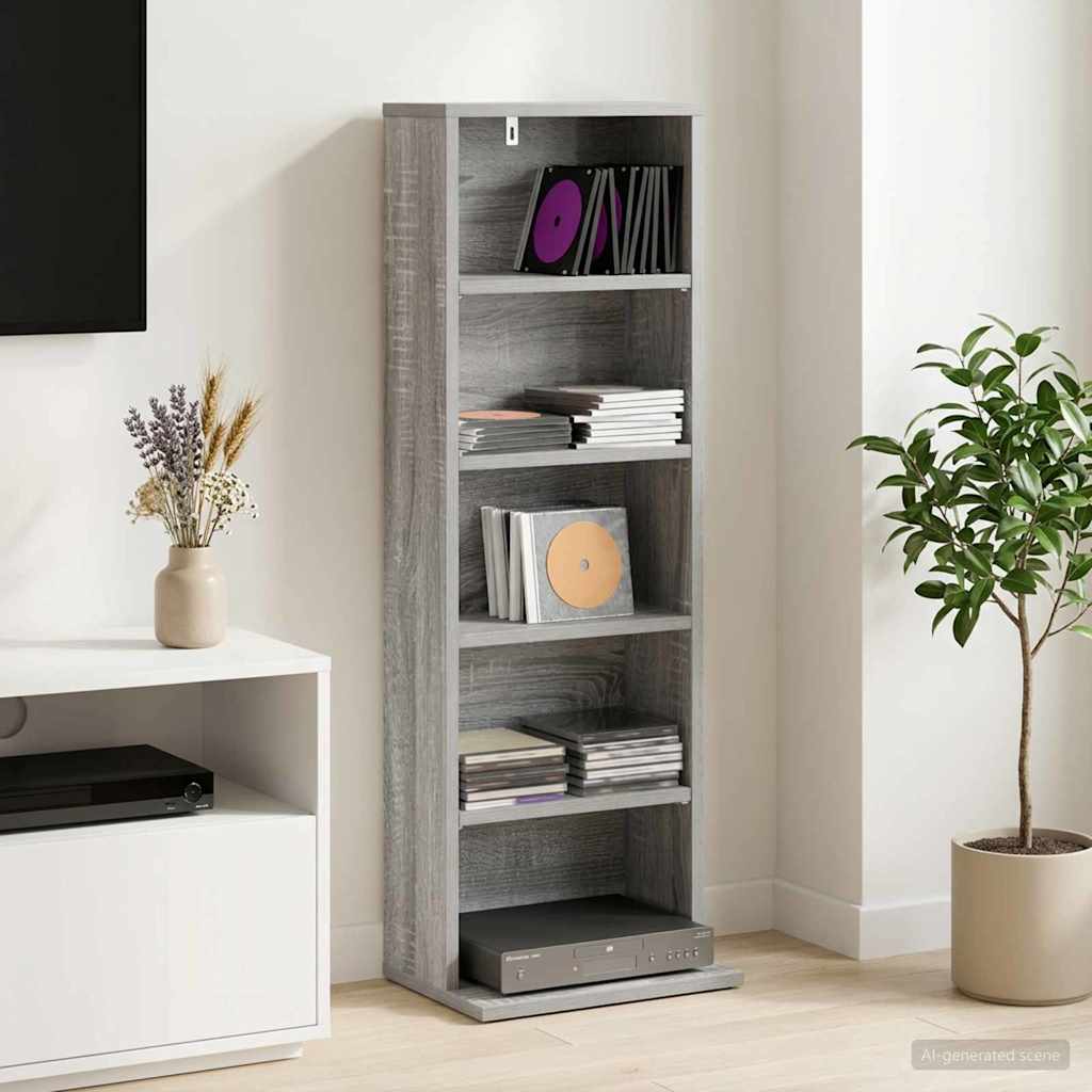 vidaXL Ντουλάπα CD Γκρι Sonoma 33 x 23,5 x 97,5 εκ. Επεξεργασμένο Ξύλο