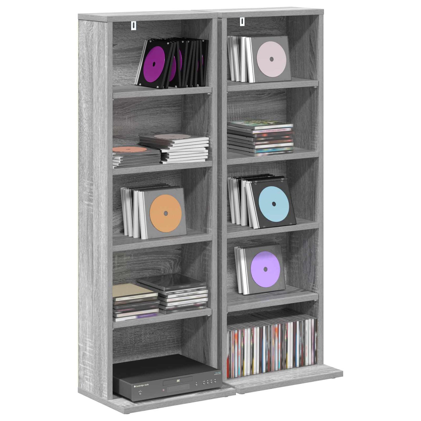 vidaXL Ντουλάπα CD 2 τμχ. Γκρι Sonoma 33 x 23,5 x 97,5 εκ.