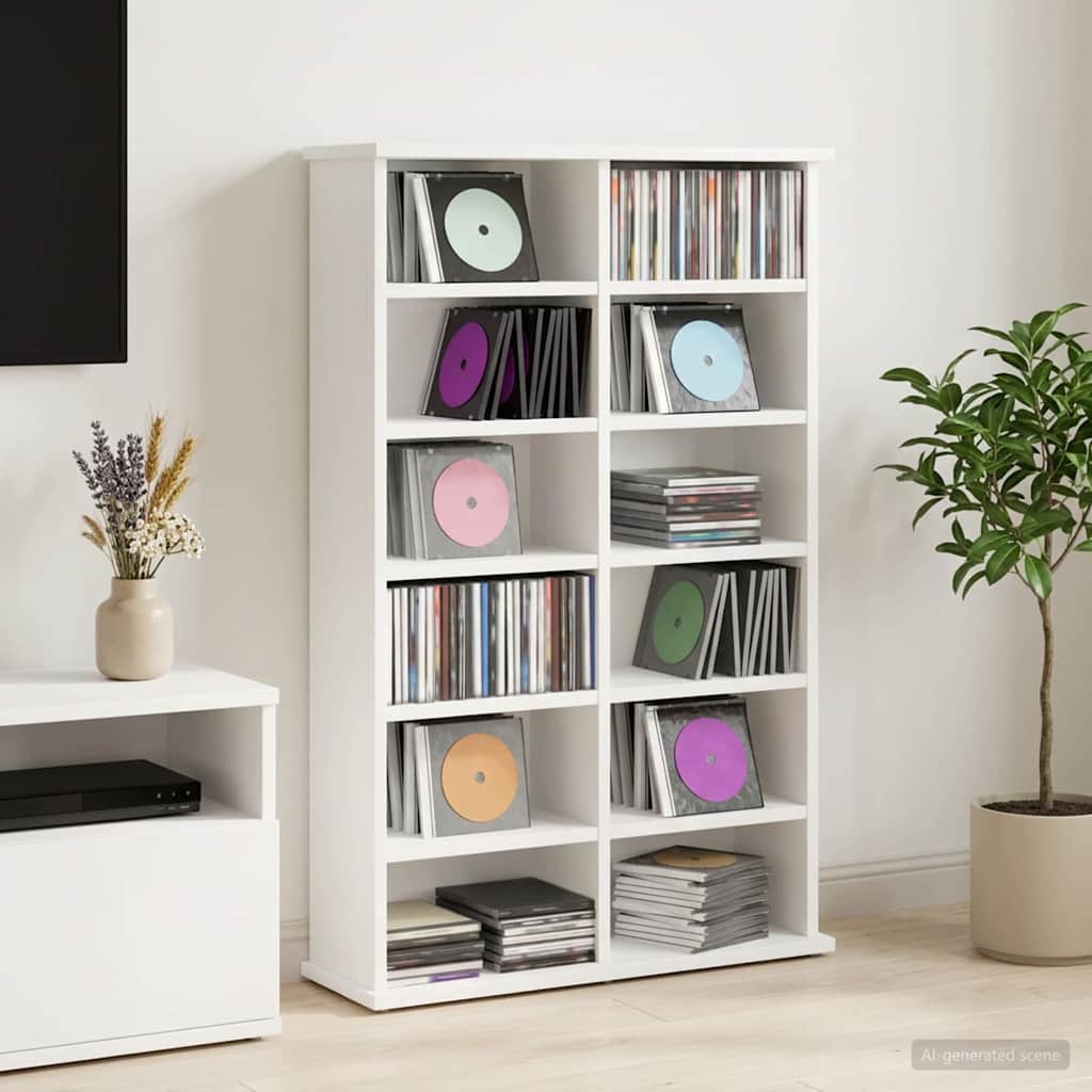 vidaXL Ντουλάπα CD Λευκό 60 x 17 x 92 εκ. Επεξεργασμένο Ξύλο
