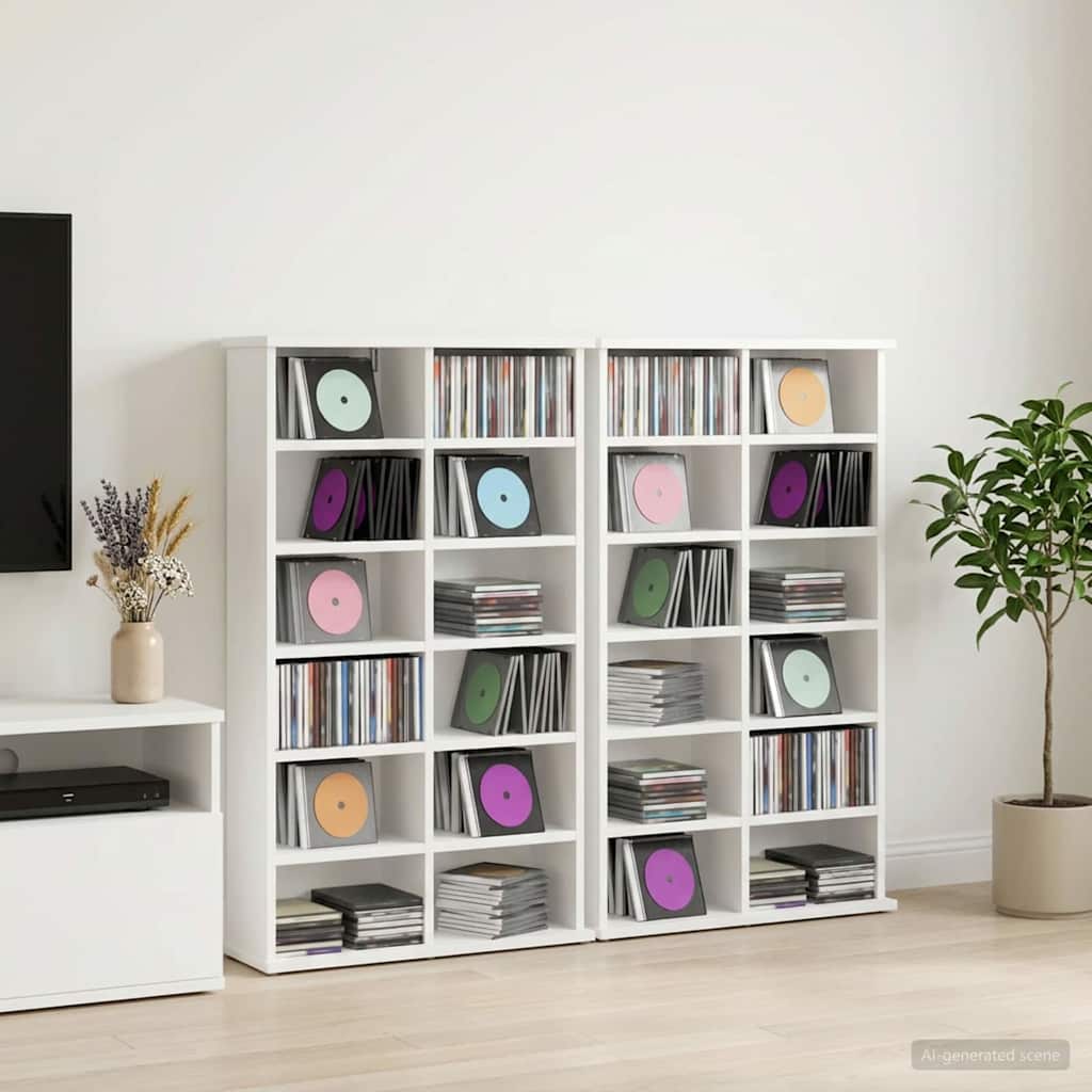 vidaXL Ντουλάπα CD 2 τμχ. Λευκό 60 x 17 x 92 εκ. Επεξεργασμένο Ξύλο
