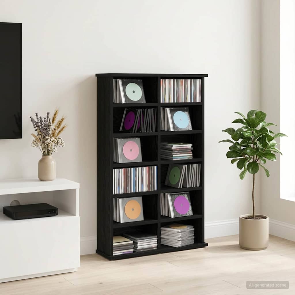 vidaXL Ντουλάπα CD Μαύρη Δρυς 60 x 17 x 92 εκ. Επεξεργασμένο Ξύλο