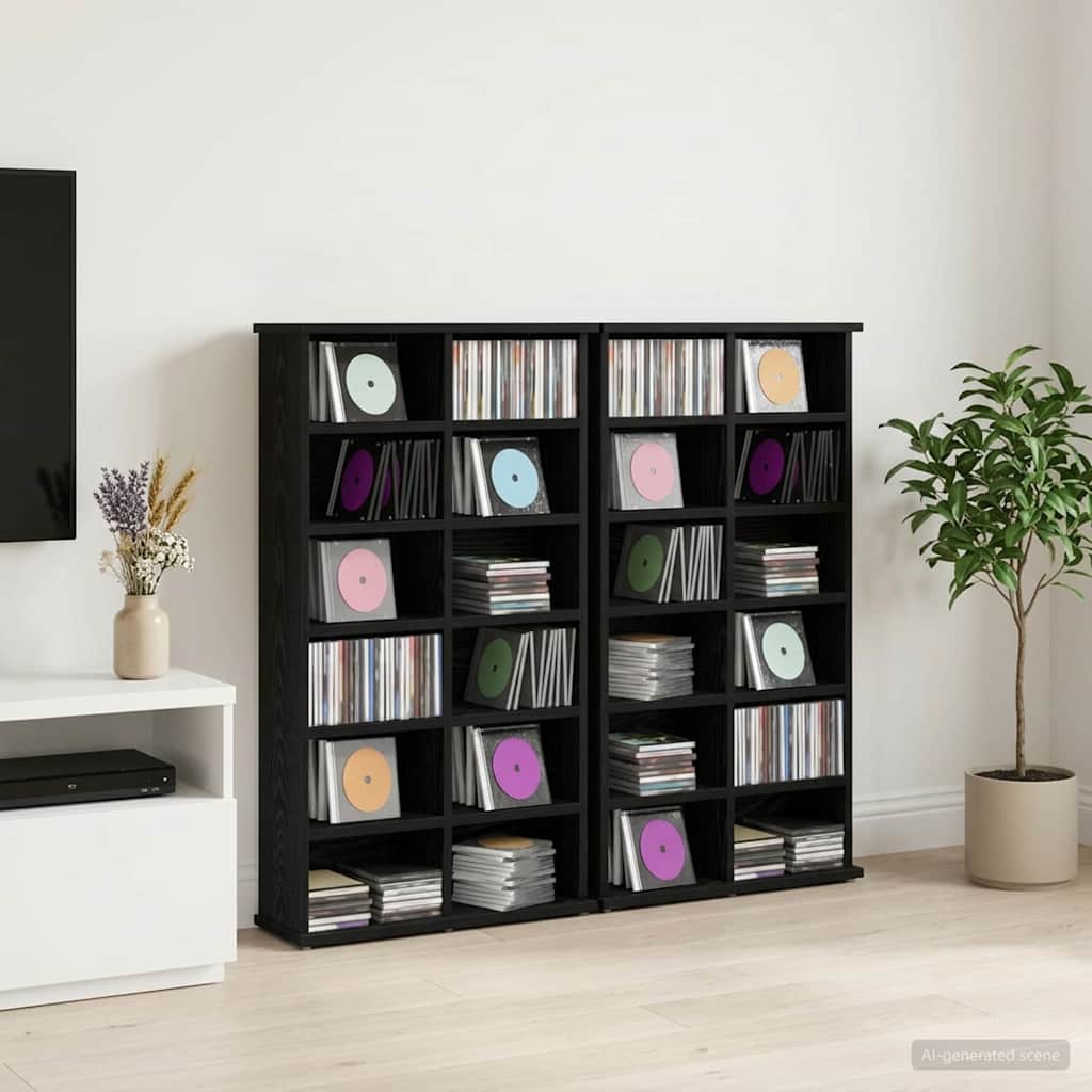 vidaXL Ντουλάπα CD 2 τμχ. Μαύρη Δρυς 60 x 17 x 92 εκ.